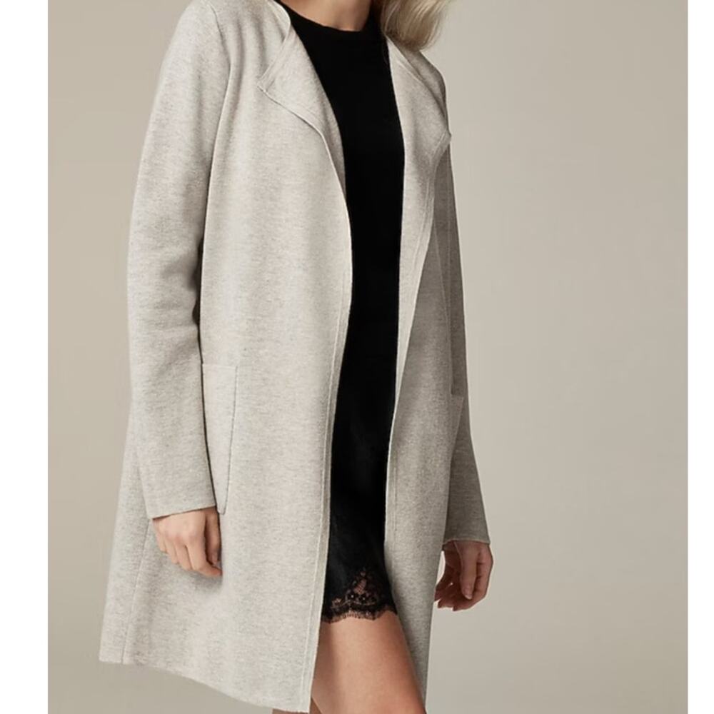 J Crew Women's Juliette Wool Blend Collarless Sweater Blazer Small Heather Gray